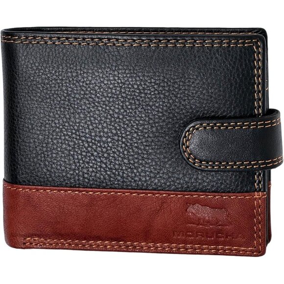 Other - MORUCHA Mens RFID Blocking Real Soft Leather Passcase Wallet Box M75 Black/Brown